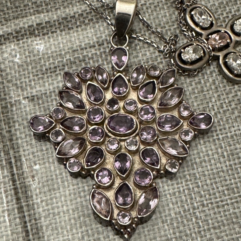 Amethyst Spinal Statement Pendant Sterling Silver - Picture 2 of 15